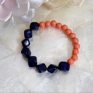 Faux Coral Lapis Beaded Stretch Stylish Bracelet